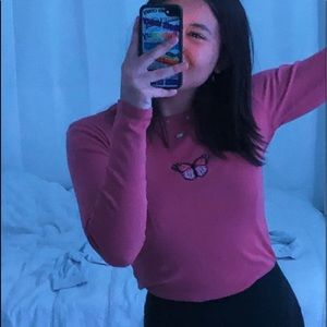 brandy melville long sleeve butterfly shirt!(: